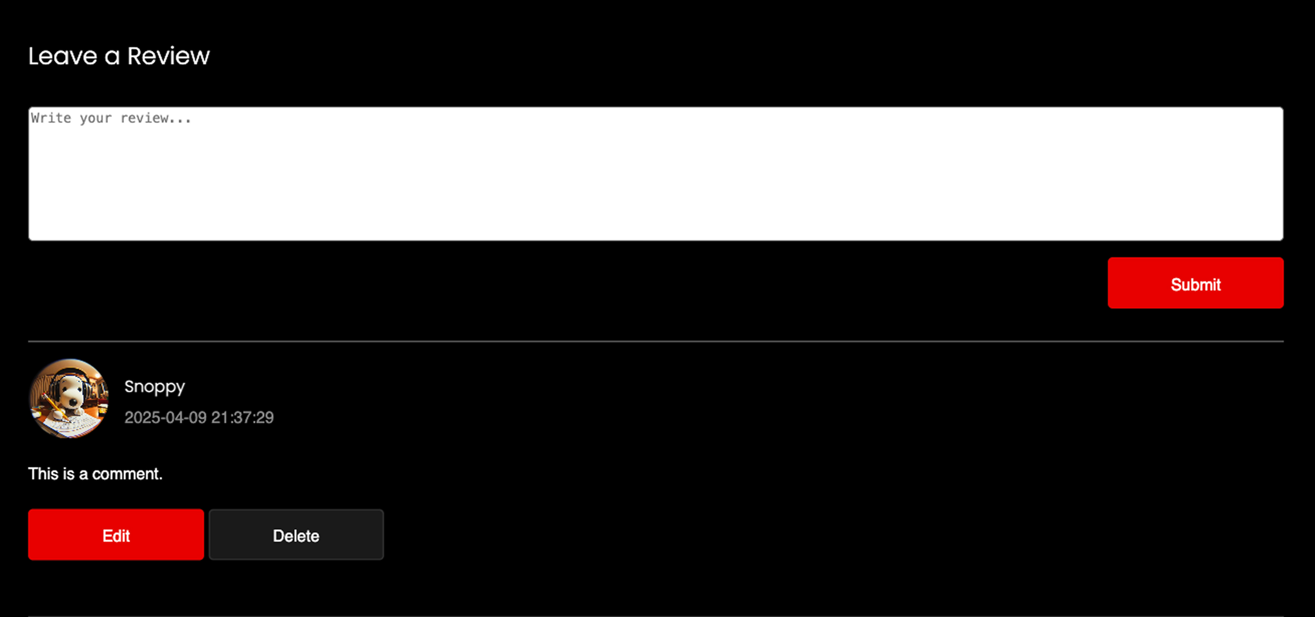 Comment section for members