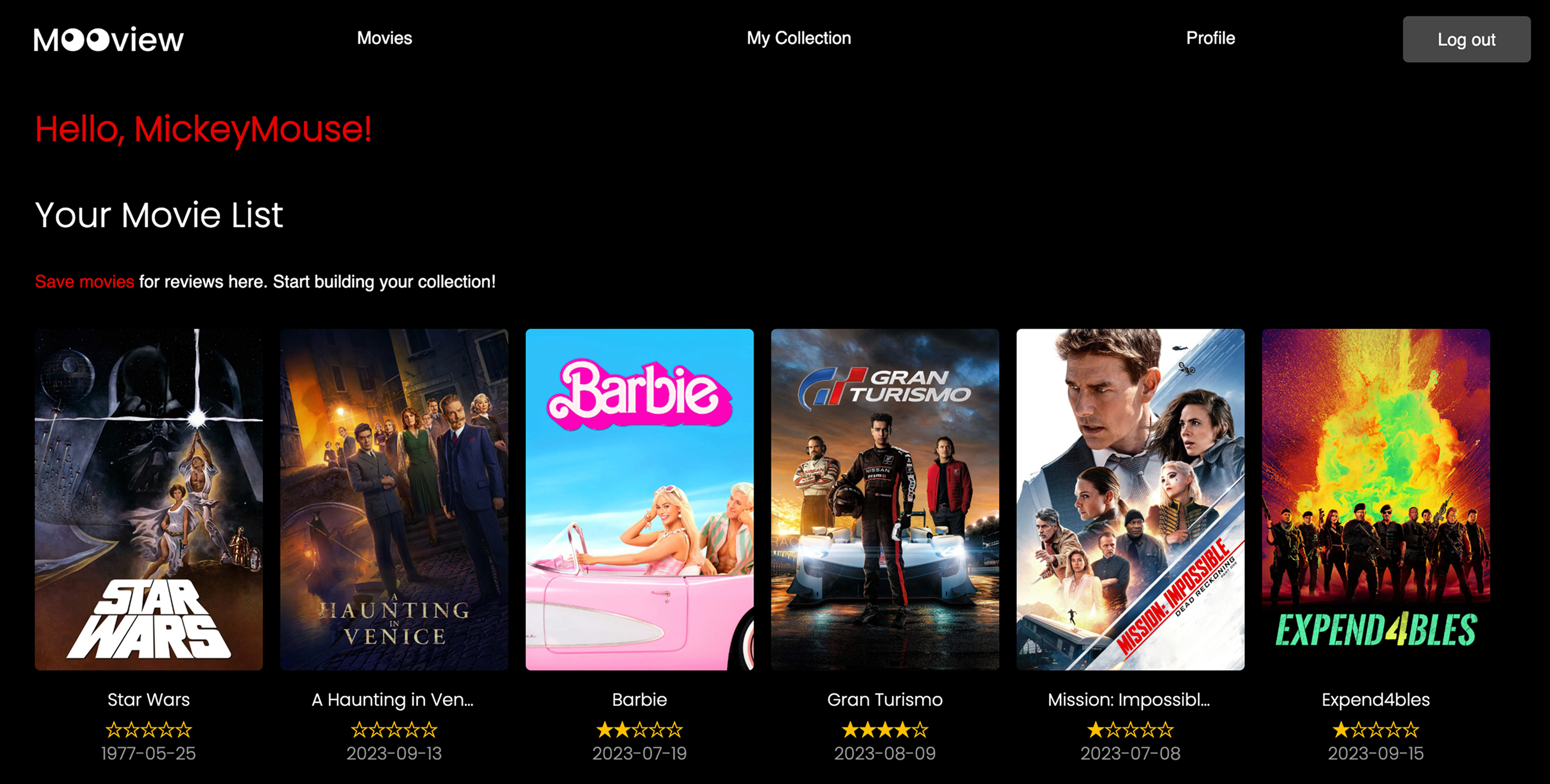 My Collection page for members