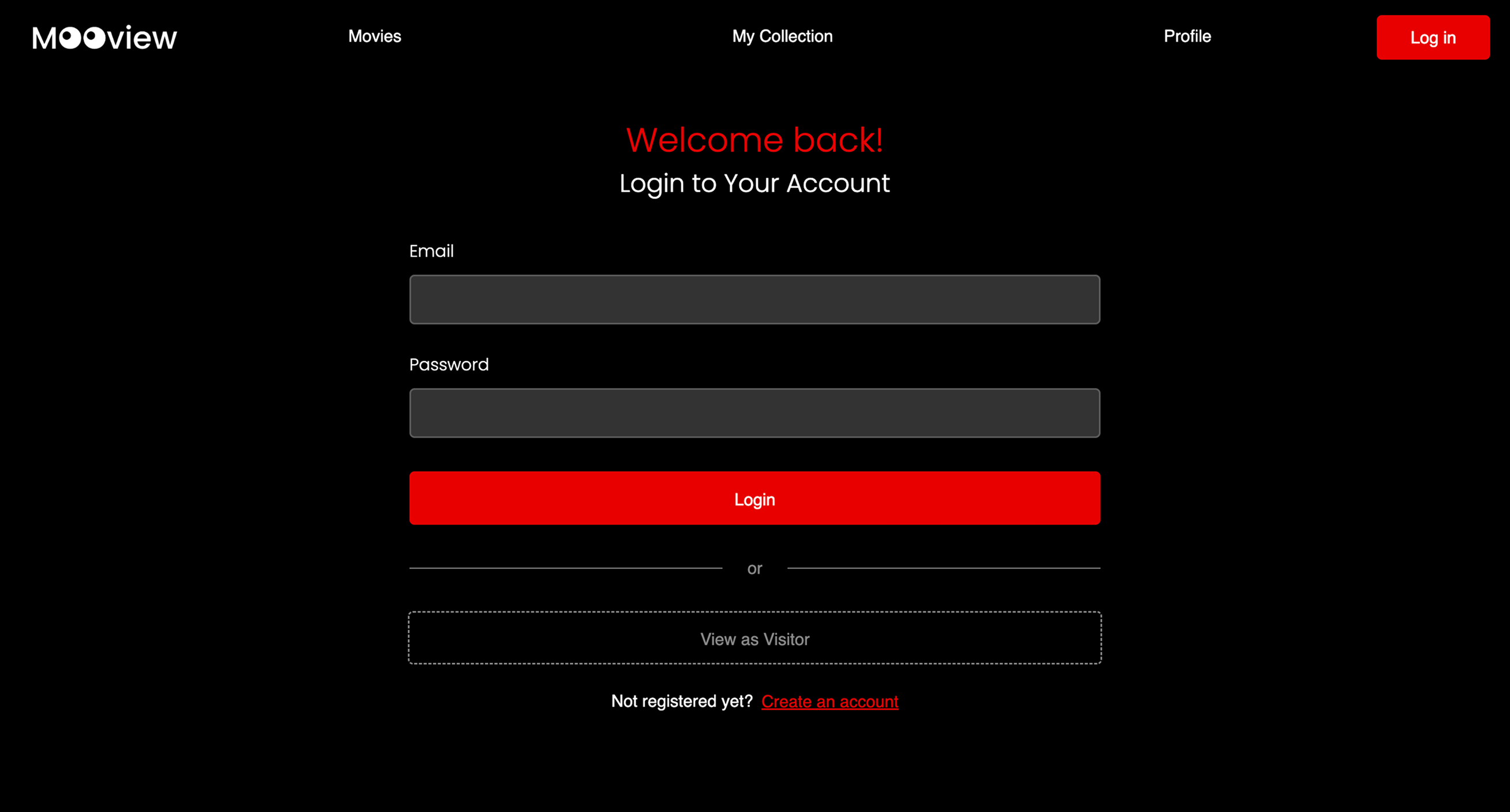 Profile page for visitors